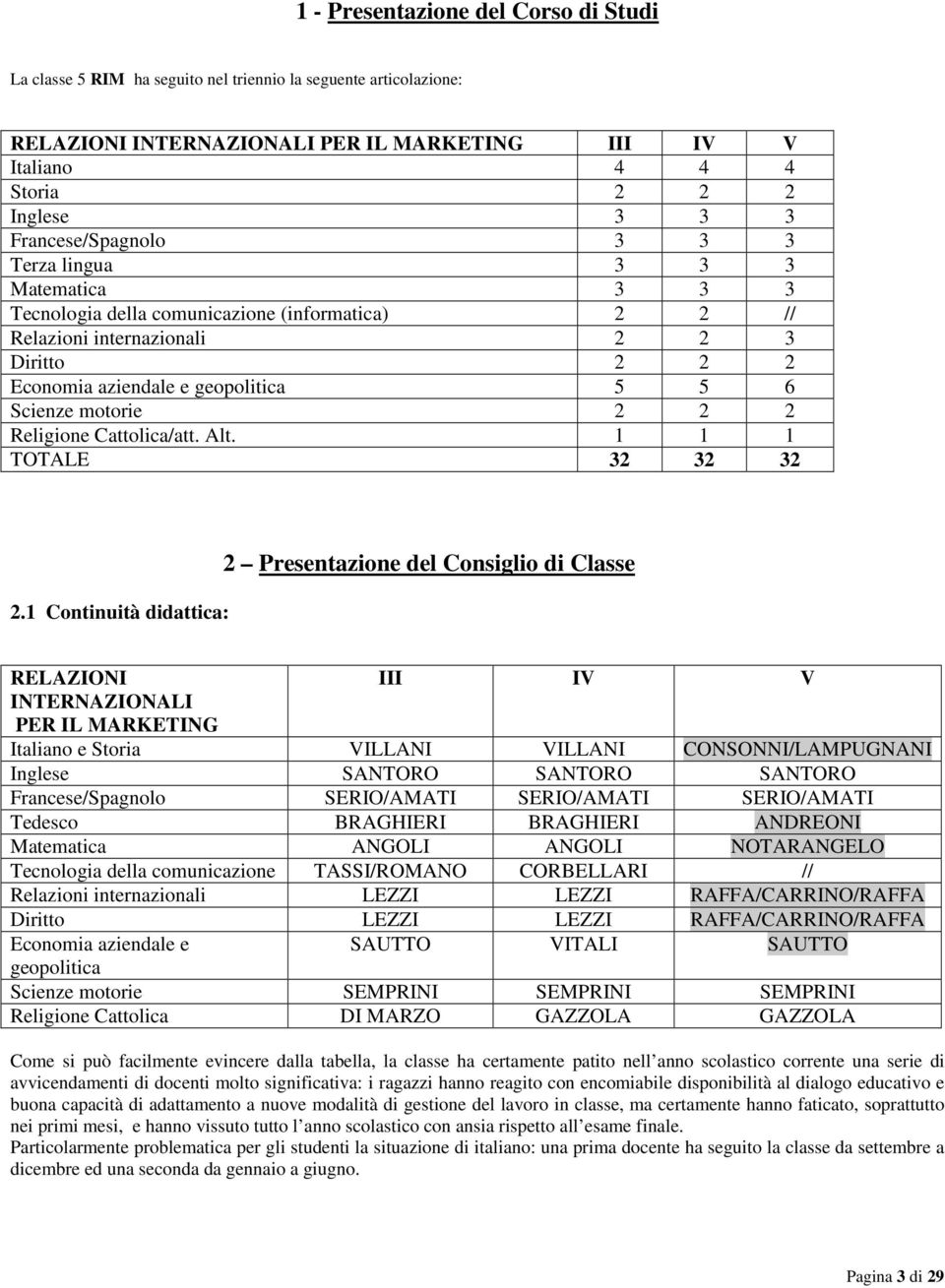 Scienze motorie 2 2 2 Religione Cattolica/att. Alt. 1 1 1 TOTALE 32 32 32 2.