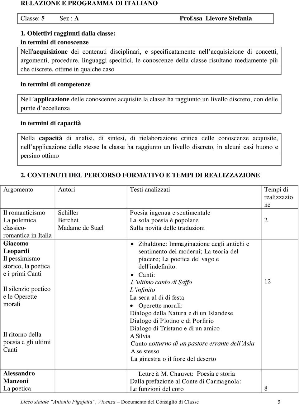 le conoscenze della classe risultano mediamente più che discrete, ottime in qualche caso in termini di competenze Nell applicazione delle conoscenze acquisite la classe ha raggiunto un livello