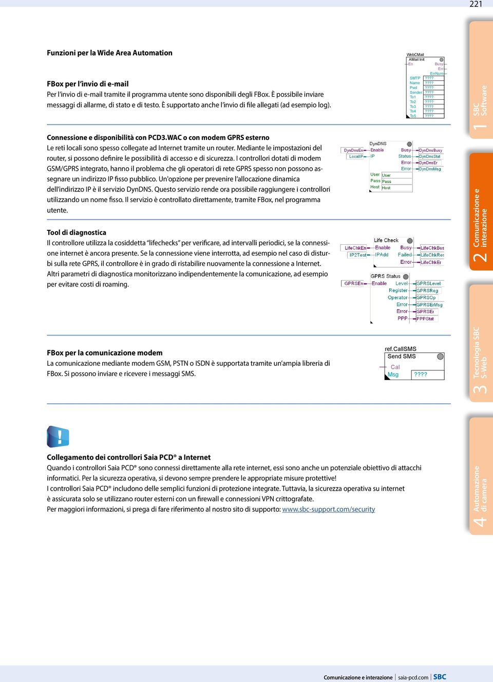 ??? To???? To3???? To4???? To5???? SBC Software Connessione e disponibilità con PCD3.WAC o con modem GPRS esterno Le reti locali sono spesso collegate ad Internet tramite un router.