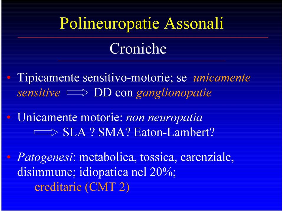 non neuropatia SLA? SMA? Eaton-Lambert?