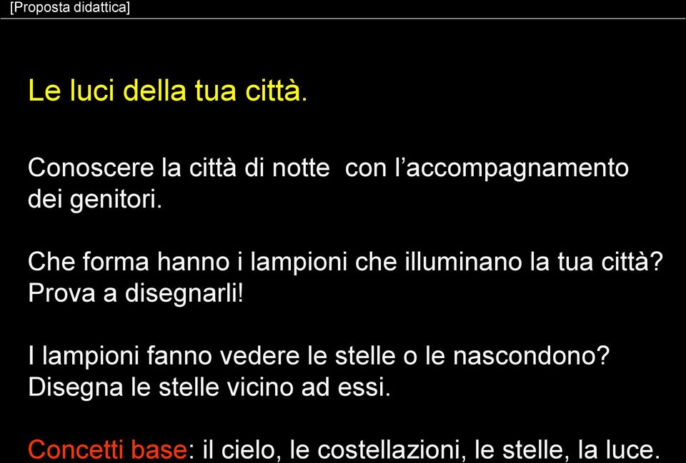 Che forma hanno i lampioni che illuminano la tua città? Prova a disegnarli!