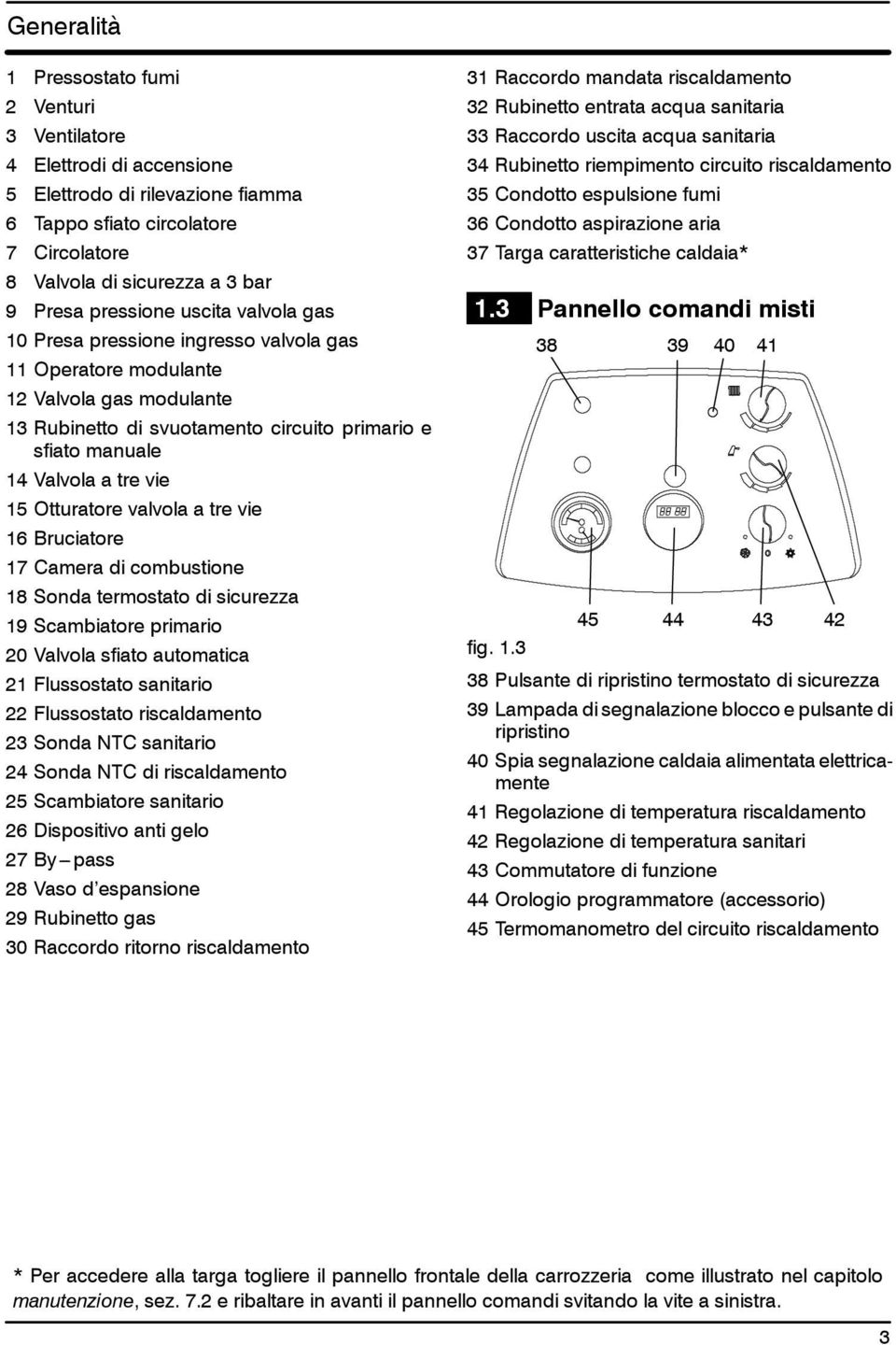 Otturatore valvola a tre vie 16 Bruciatore 17 Camera di combustione 18 Sonda termostato di sicurezza 19 Scambiatore primario 20 Valvola sfiato automatica 21 Flussostato sanitario 22 Flussostato