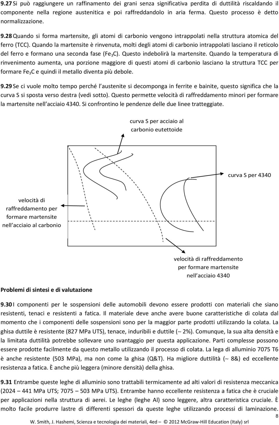 Quando la martensite è rinvenuta, molti degli atomi di carbonio intrappolati lasciano il reticolo del ferro e formano una seconda fase (Fe 3 C). Questo indebolirà la martensite.