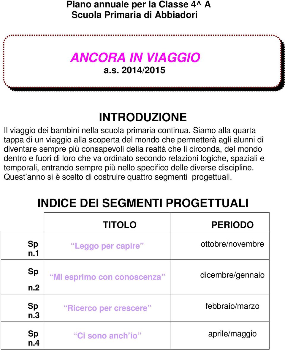 che va ordinato secondo relazioni logiche, spaziali e temporali, entrando sempre più nello specifico delle diverse discipline.