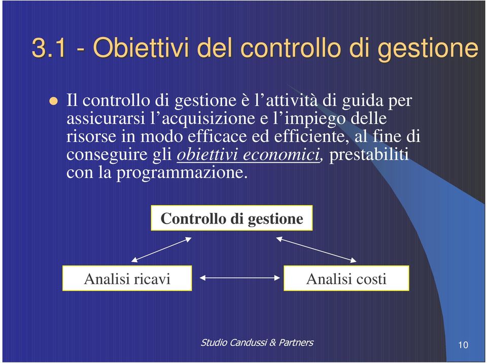 modo efficace ed efficiente, al fine di conseguire gli obiettivi economici,