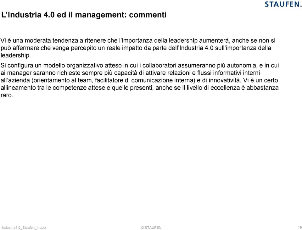 da parte dell Industria 4.0 sull importanza della leadership.