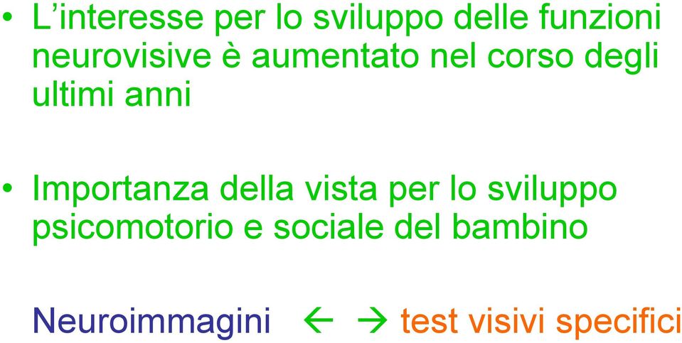 anni Importanza della vista per lo sviluppo