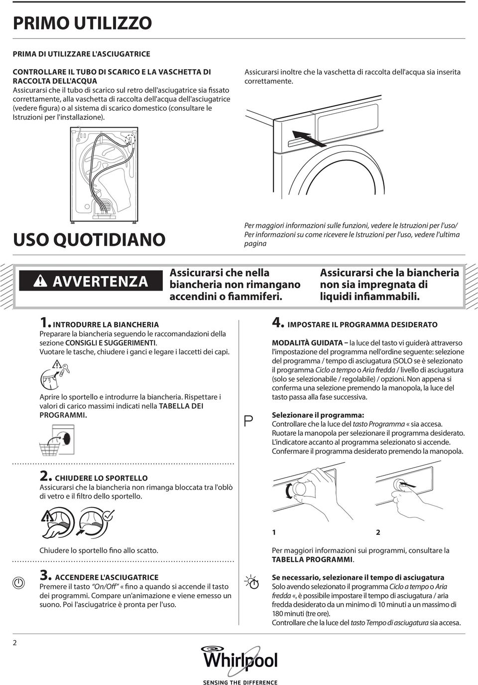 Assicurarsi inoltre che la vaschetta di raccolta dell'acqua sia inserita correttamente.