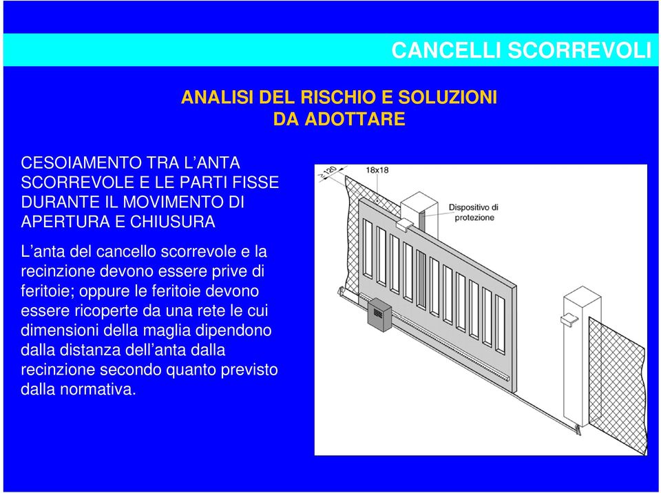 essere ricoperte da una rete le cui dimensioni della maglia dipendono dalla distanza dell anta dalla