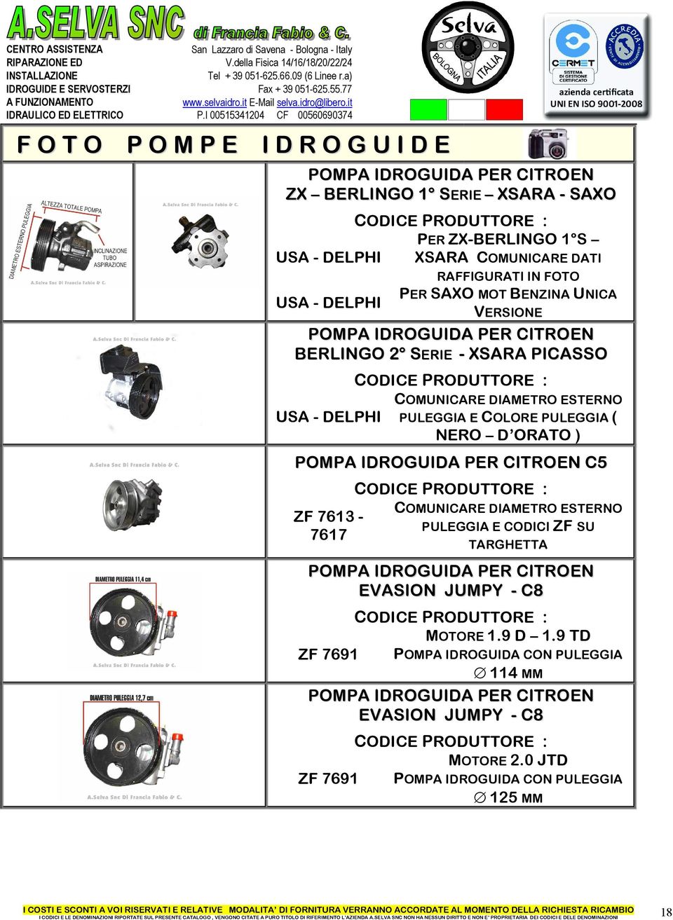 NERO D ORATO ) CITROEN C5 ZF 7613-7617 COMUNICARE DIAMETRO ESTERNO PULEGGIA E CODICI ZF SU TARGHETTA CITROEN EVASION JUMPY - C8 MOTORE 1.