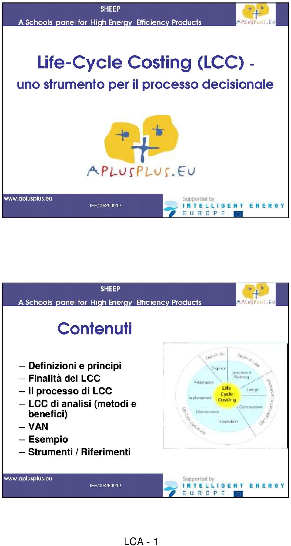 Finalità del LCC Il processo di LCC LCC di analisi