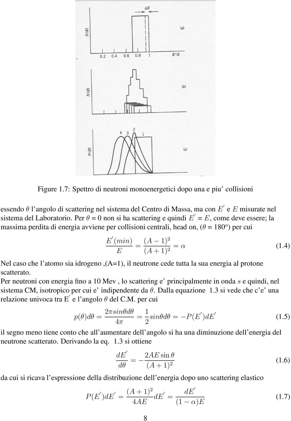 4) Nel caso che l atomo sia idrogeno,(a=1), il neutrone cede tutta la sua energia al protone scatterato.