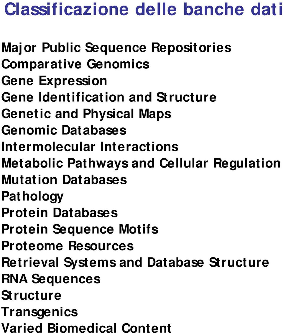 Pathways and Cellular Regulation Mutation Databases Pathology Protein Databases Protein Sequence Motifs