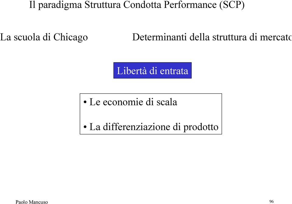 entrata Le economie di scala La