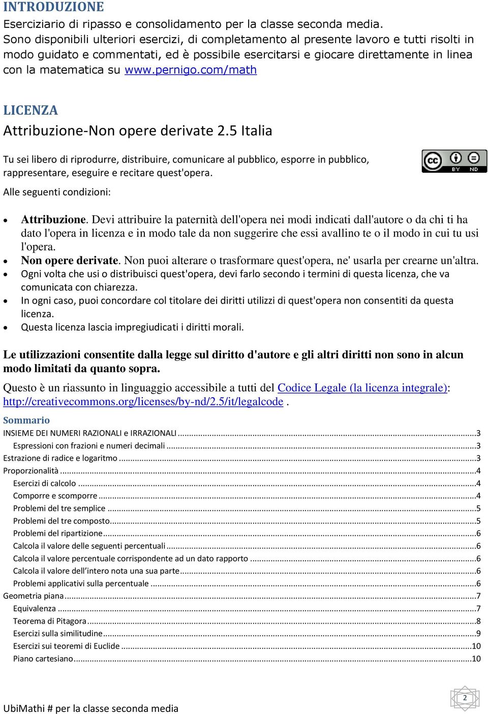 www.pernigo.com/math LICENZA Attribuzione-Non opere derivate.