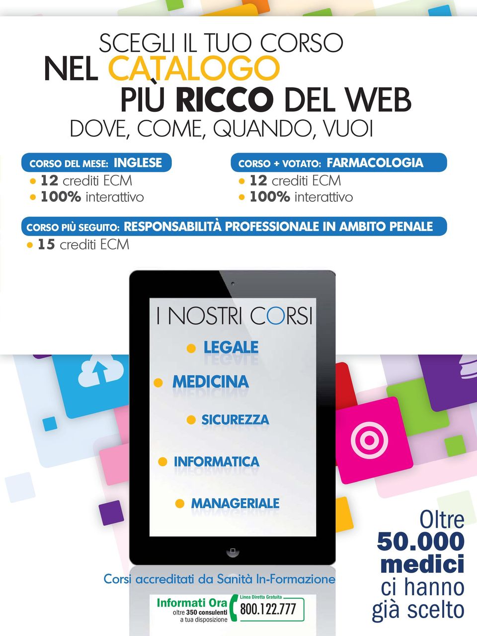 PROFESSIONALE IN AMBITO PENALE 15 crediti ECM I NOSTRI CORSI LEGALE MEDICINA SICUREZZA INFORMATICA MANAGERIALE