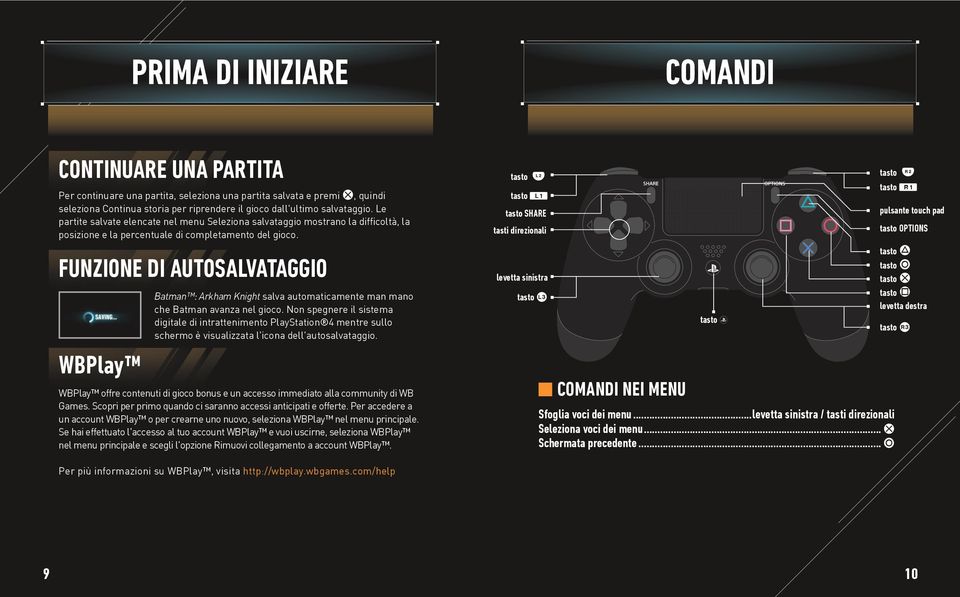 FUNZIONE DI AUTOSALVATAGGIO WBPlay Batman : Arkham Knight salva automaticamente man mano che Batman avanza nel gioco.