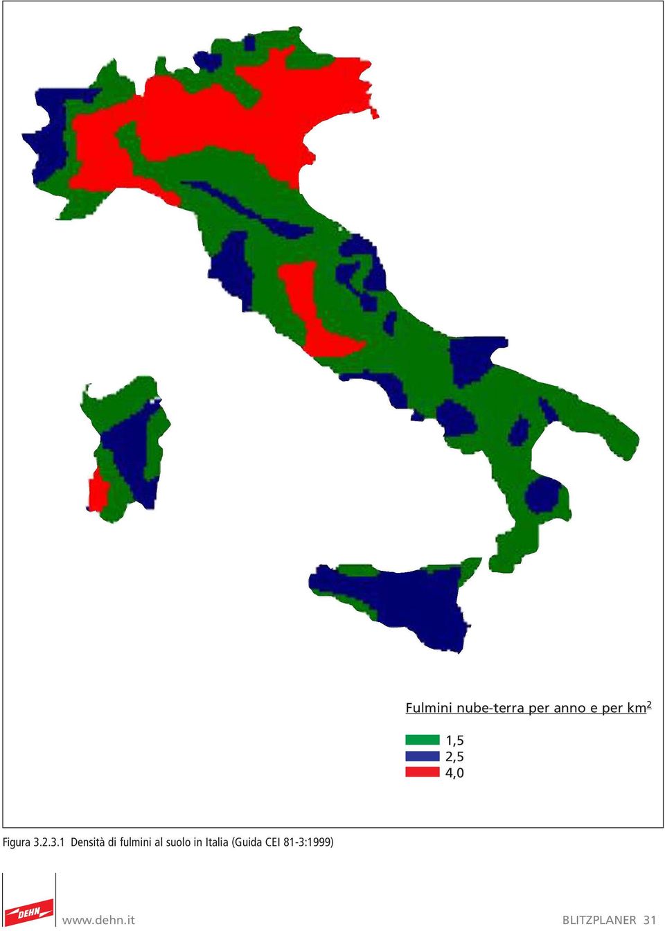 2.3.1 Densità di fulmini al suolo in