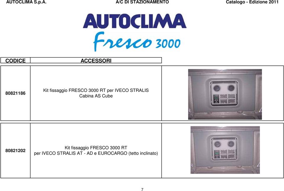 IVECO STRALIS Cabina AS Cube 021202 Kit fissaggio FRESCO