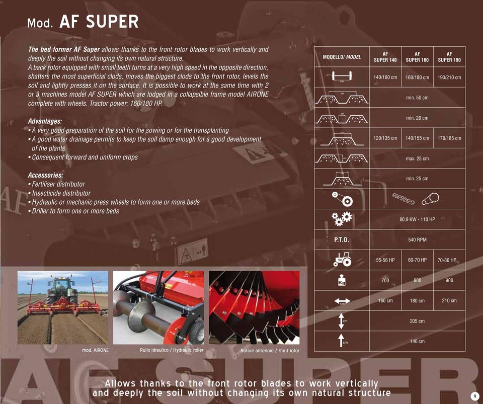 lightly presses it on the surface. It is possible to work at the same time with 2 or 3 machines model AF SUPER which are lodged in a collapsible frame model AIRONE complete with wheels.