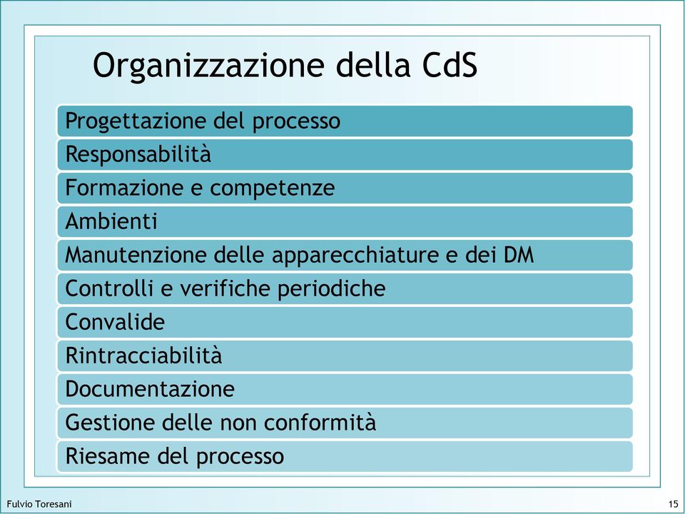 dei DM Controlli e verifiche periodiche Convalide Rintracciabilità