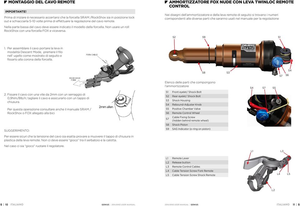 Nella parte bassa del cavo deve essere indicato il modello della forcella. Non usare un roll RockShox con una forcella FOX e viceversa.