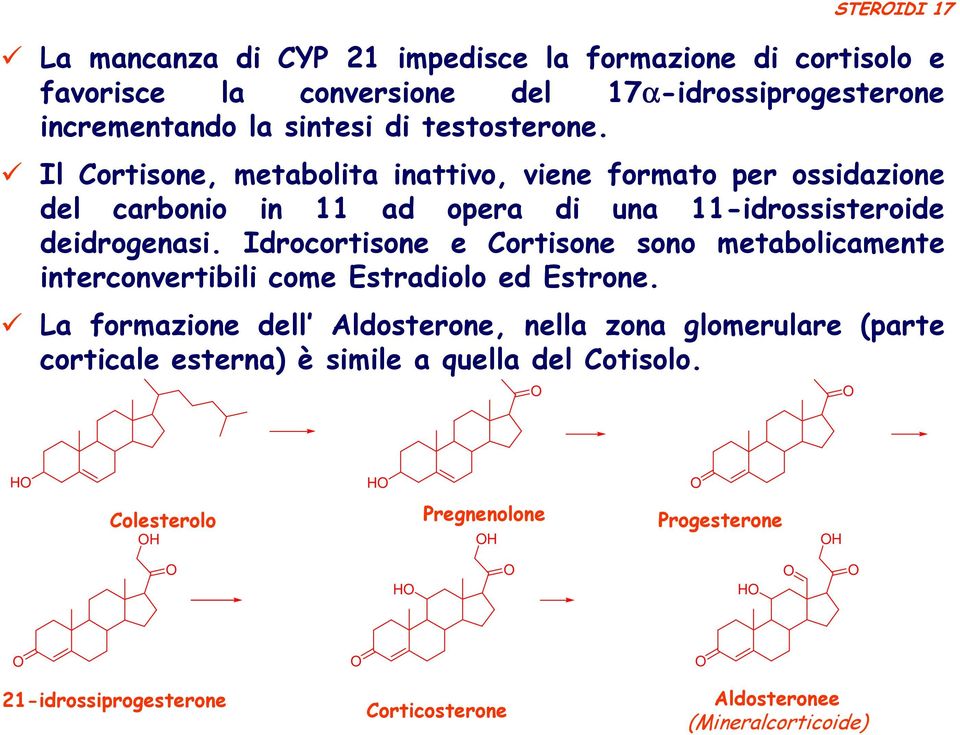 Idrocortisone e Cortisone sono metabolicamente interconvertibili come Estradiolo ed Estrone.