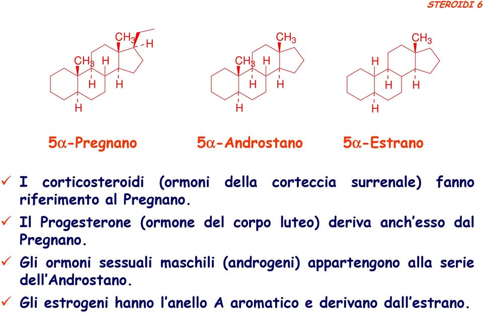 Il Progesterone (ormone del corpo luteo) deriva anch esso dal Pregnano.