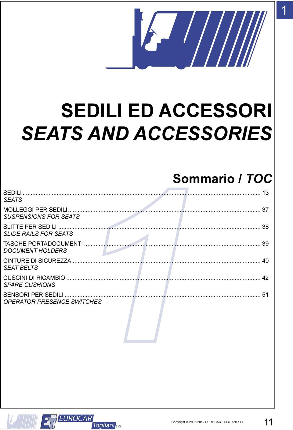 .. 38 SLIDE RAILS FOR SEATS TASCHE PORTADOCUMENTI.