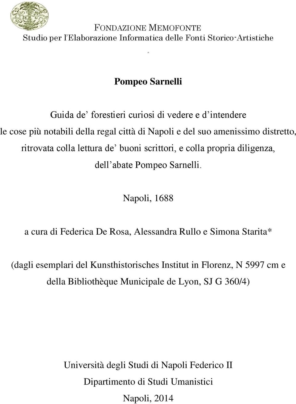 diligenza, dell abate Pompeo Sarnelli.