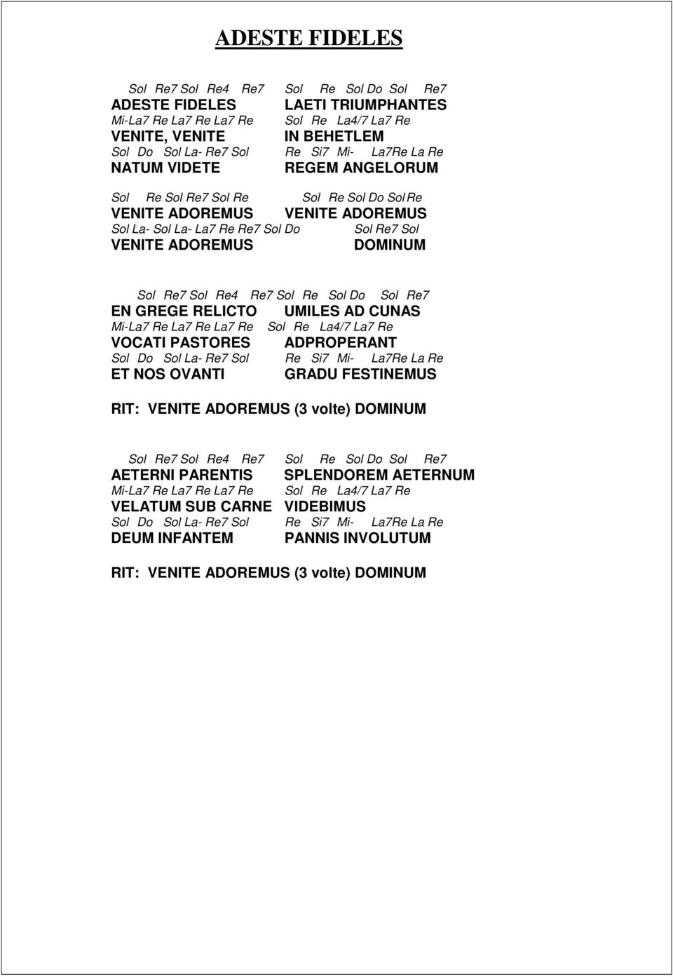 La7 VOCATI PASTORES ADPROPERANT Do La- 7 Si7 Mi- La7 La ET NOS OVANTI GRADU FESTINEMUS RIT: VENITE ADOREMUS (3 volte) DOMINUM 7 4 7 Do 7 AETERNI PARENTIS Mi-