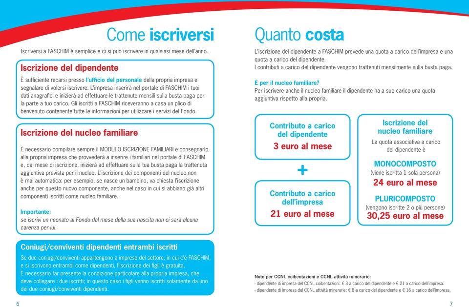 L impresa inserirà nel portale di FASCHIM i tuoi dati anagrafici e inizierà ad effettuare le trattenute mensili sulla busta paga per la parte a tuo carico.