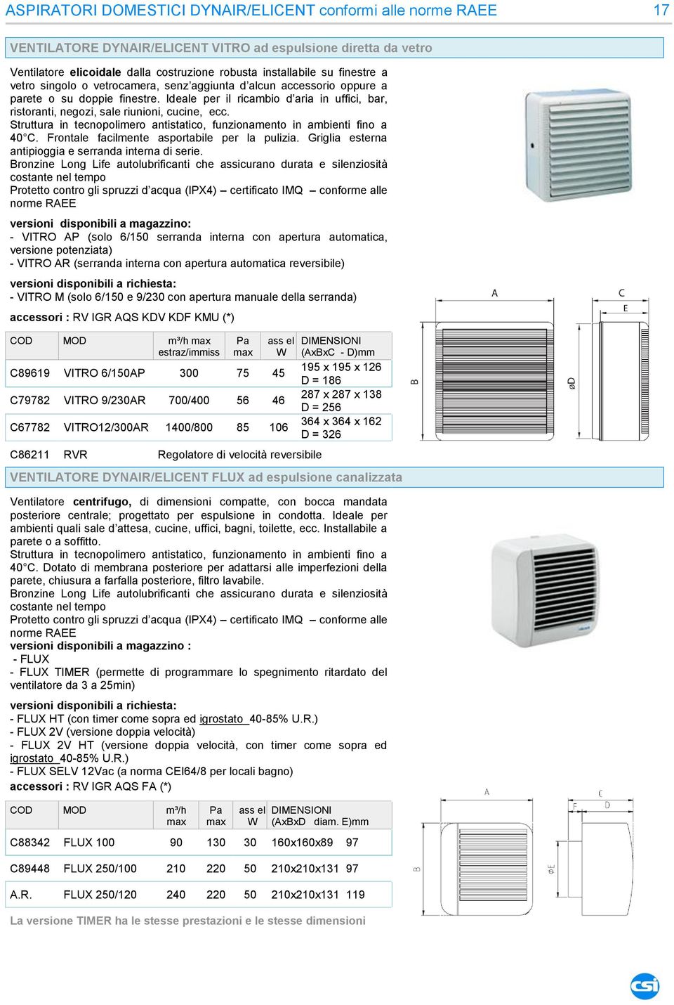 Frontale facilmente asportabile per la pulizia. Griglia esterna antipioggia e serranda interna di serie.