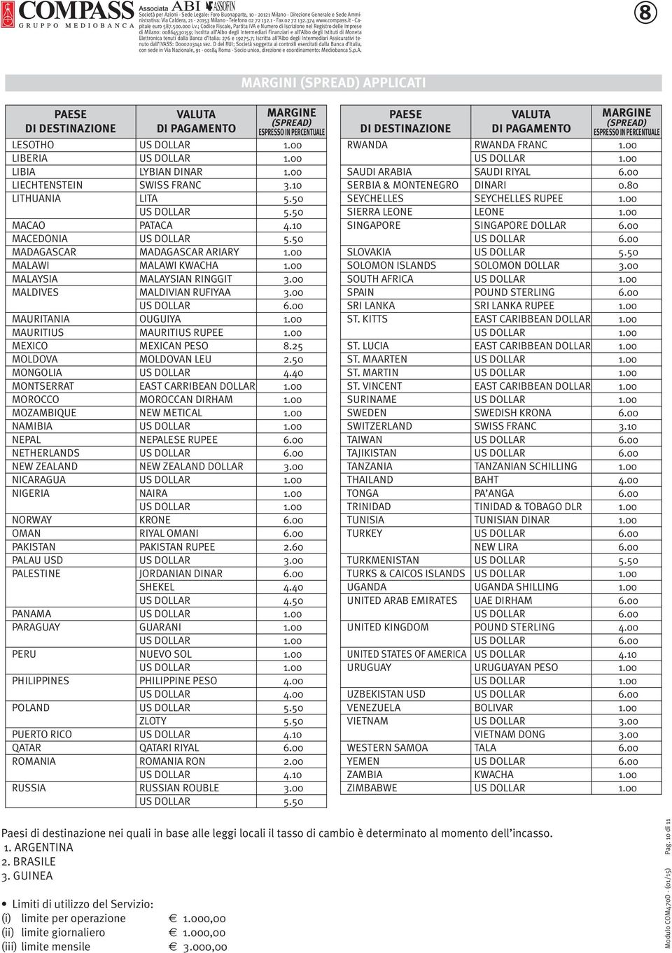 ; Codice Fiscale, Partita IV e Numero di Iscrizione nel Registro delle Imprese di Milano: 00645059; Iscritta all lbo degli Intermediari Finanziari e all lbo degli Istituti di Moneta Elettronica