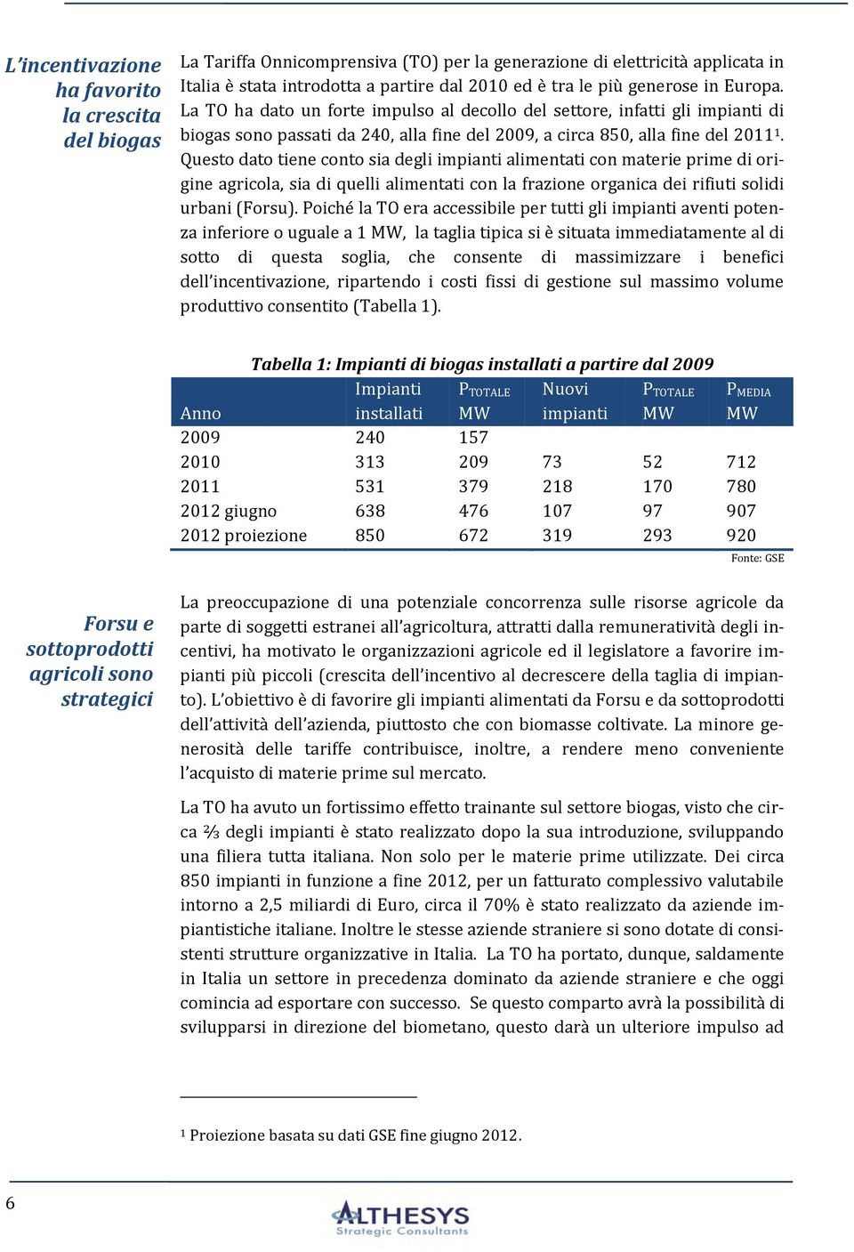 Questo dato tiene conto sia degli impianti alimentati con materie prime di origine agricola, sia di quelli alimentati con la frazione organica dei rifiuti solidi urbani (Forsu).