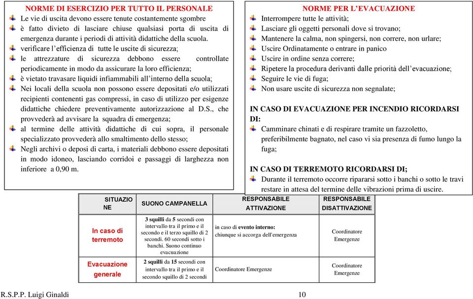 verificare l efficienza di tutte le uscite di sicurezza; le attrezzature di sicurezza debbono essere controllate periodicamente in modo da assicurare la loro efficienza; è vietato travasare liquidi