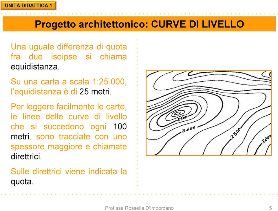 Per leggere facilmente le carte, le linee delle curve di livello che si succedono ogni 100