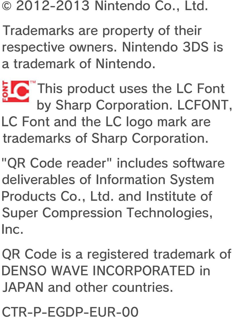 LCFONT, LC Font and the LC logo mark are trademarks of Sharp Corporation.
