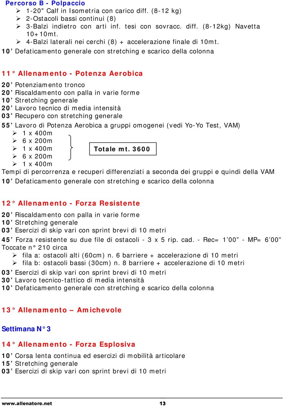 11 Allenamento - Potenza Aerobica 20 Potenziamento tronco 20 Riscaldamento con palla in varie forme 10 Stretching generale 20 Lavoro tecnico di media intensità 03 Recupero con stretching generale 55