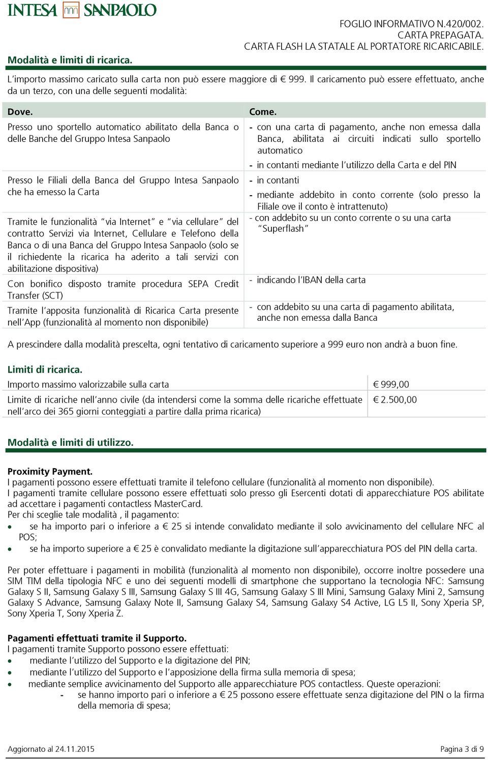 Presso uno sportello automatico abilitato della Banca o delle Banche del Gruppo Intesa Sanpaolo Presso le Filiali della Banca del Gruppo Intesa Sanpaolo che ha emesso la Carta Tramite le funzionalità