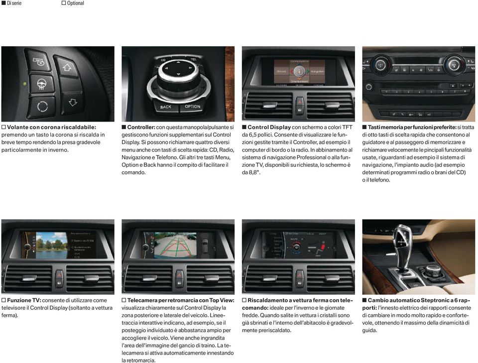 Si possono richiamare quattro diversi menu anche con tasti di scelta rapida: CD, Radio, Navigazione e Telefono. Gli altri tre tasti Menu, Option e Back hanno il compito di facilitare il comando.