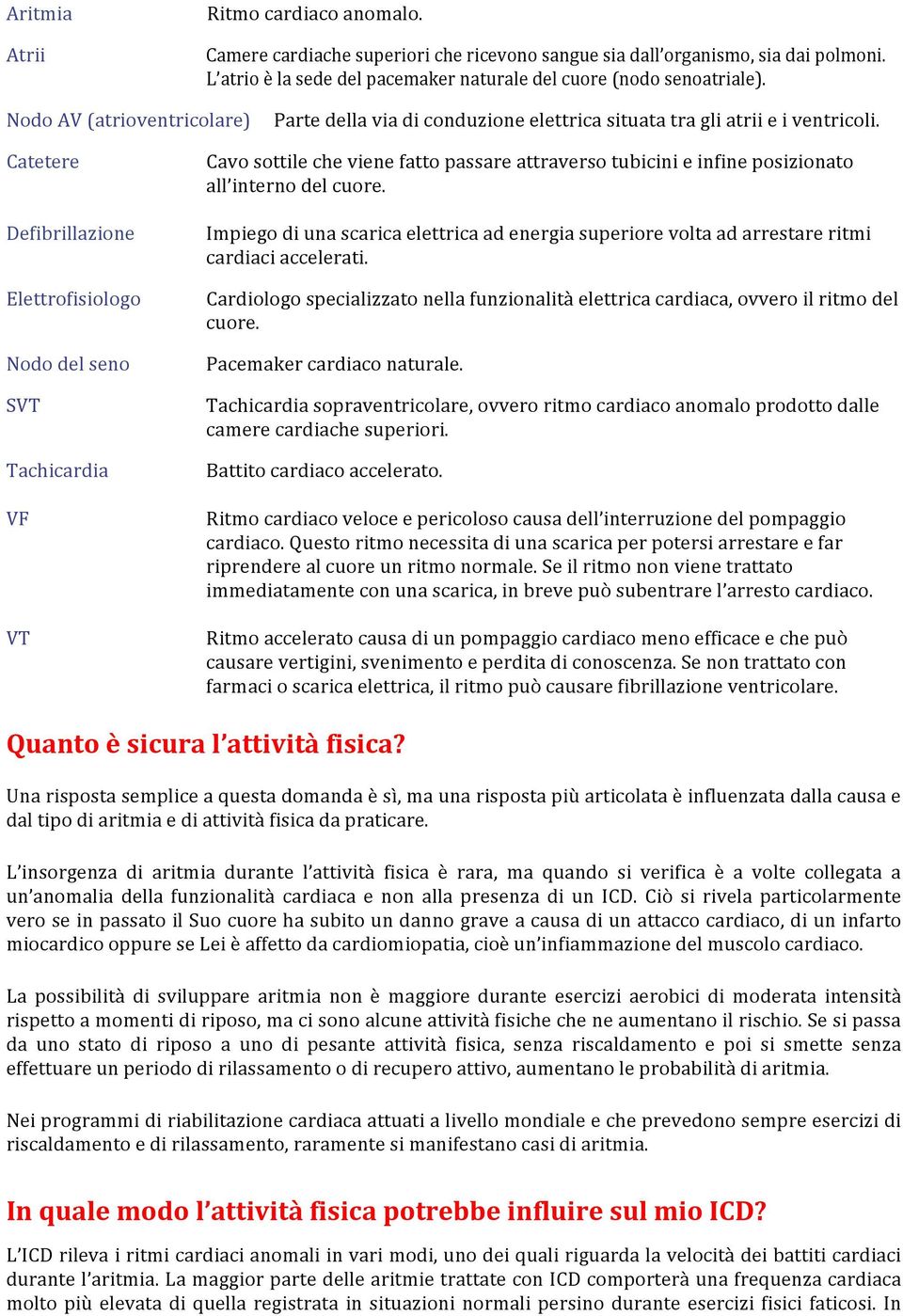 Catetere Defibrillazione Elettrofisiologo Nodo del seno SVT Tachicardia VF VT Cavo sottile che viene fatto passare attraverso tubicini e infine posizionato all interno del cuore.