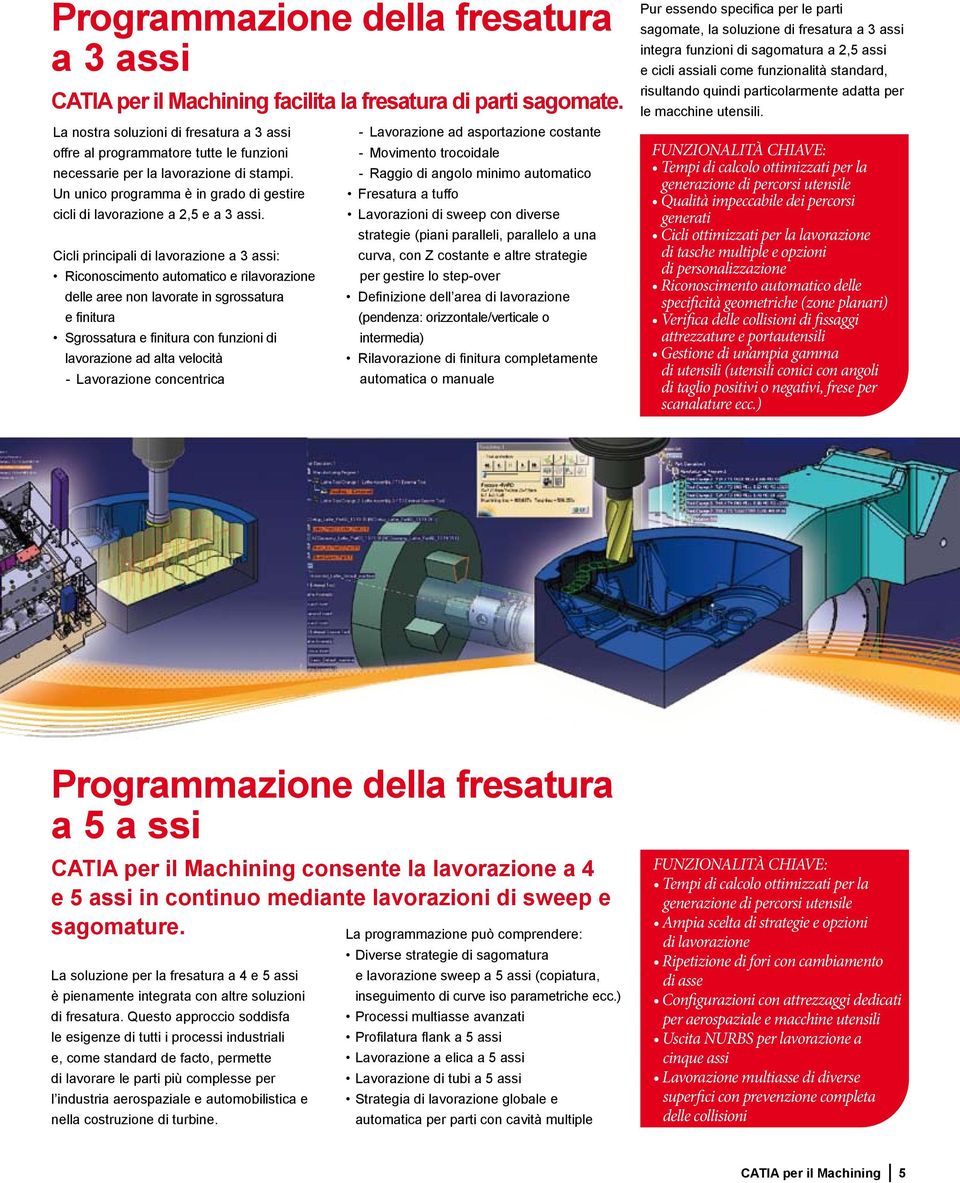 Un unico programma è in grado di gestire cicli di lavorazione a 2,5 e a 3 assi.