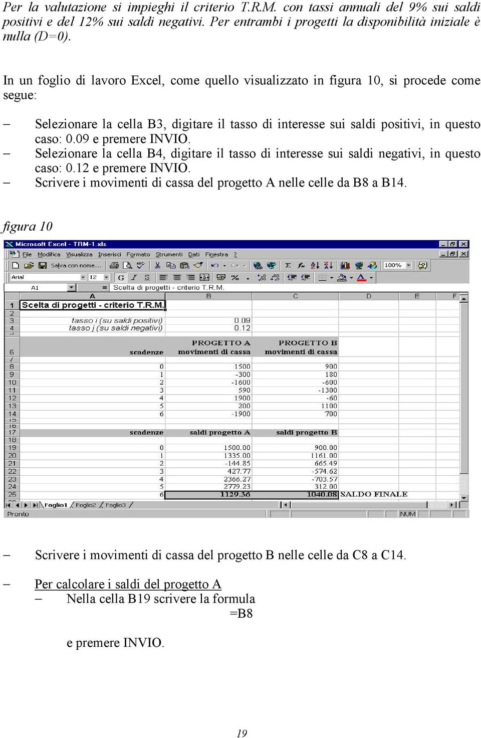 09 e premere INVIO. Selezionare la cella B4, digitare il tasso di interesse sui saldi negativi, in questo caso: 0.12 e premere INVIO.