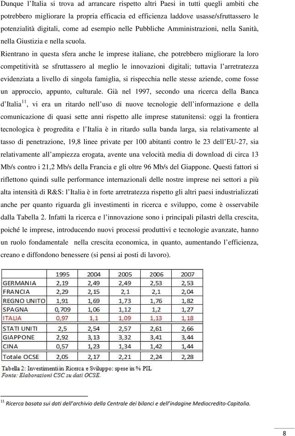 Rientrano in questa sfera anche le imprese italiane, che potrebbero migliorare la loro competitività se sfruttassero al meglio le innovazioni digitali; tuttavia l arretratezza evidenziata a livello