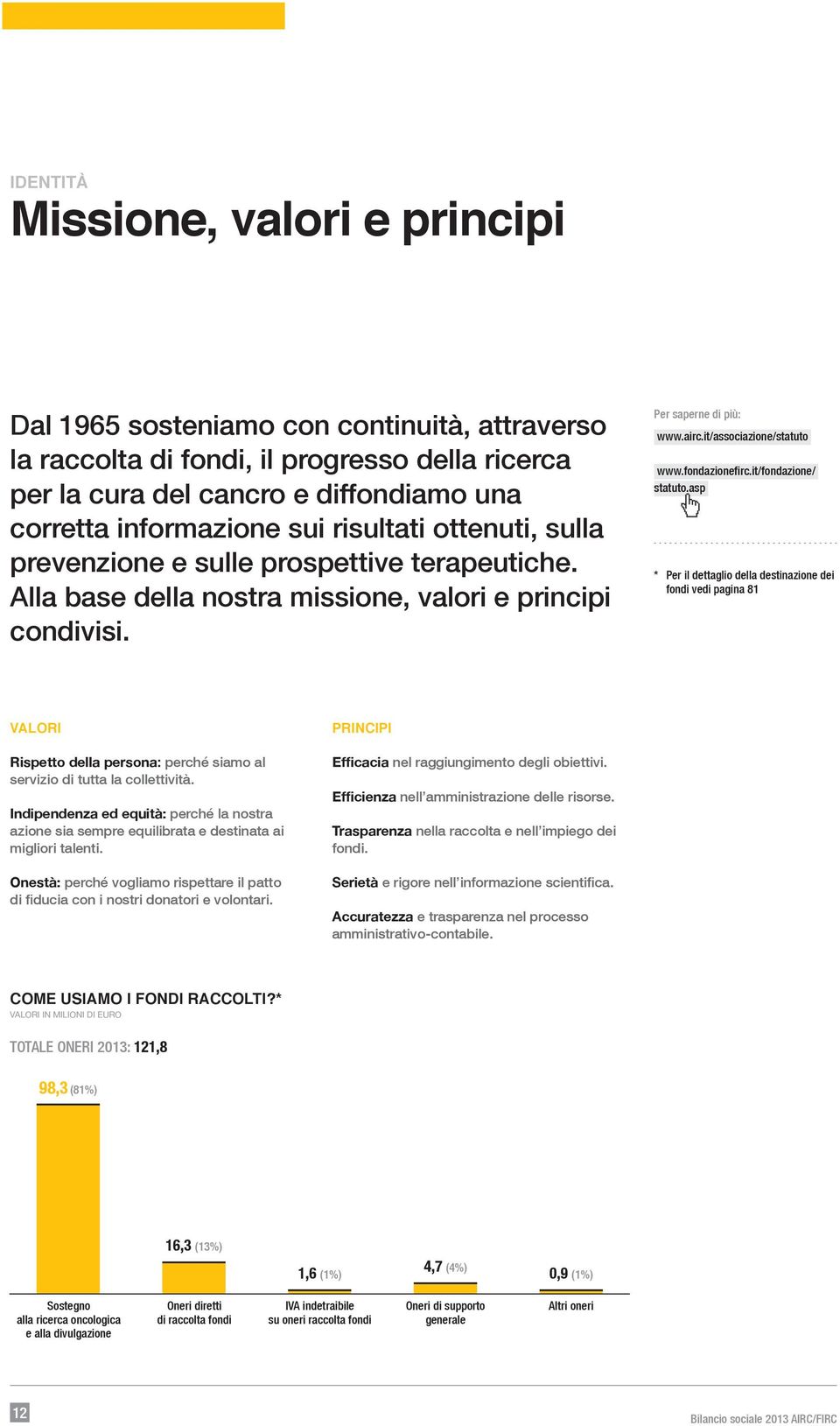 fondazionefirc.it/fondazione/ statuto.asp * Per il dettaglio della destinazione dei fondi vedi pagina 81 VALORI Rispetto della persona: perché siamo al servizio di tutta la collettività.