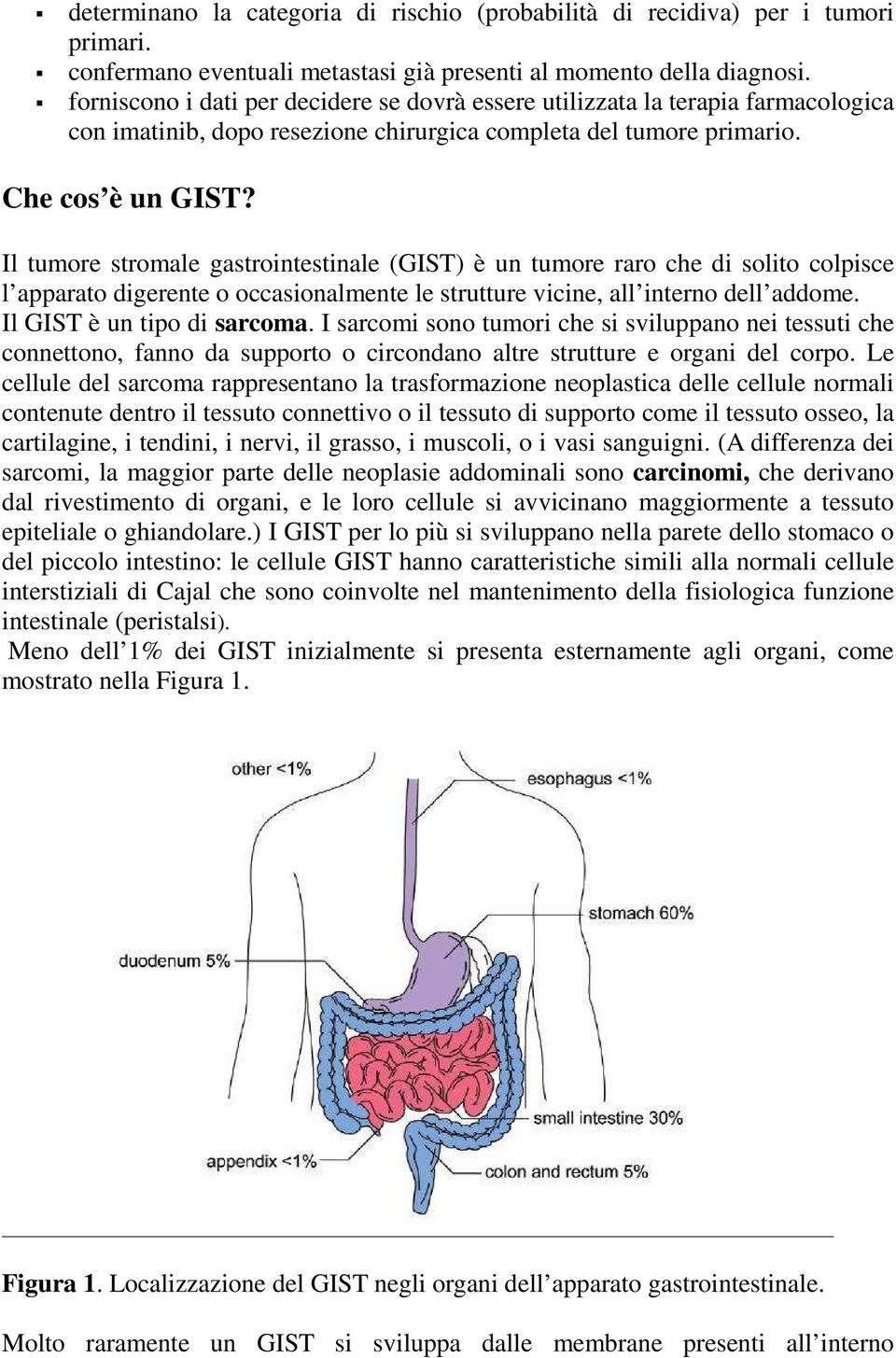 Il tumore stromale gastrointestinale (GIST) è un tumore raro che di solito colpisce l apparato digerente o occasionalmente le strutture vicine, all interno dell addome. Il GIST è un tipo di sarcoma.