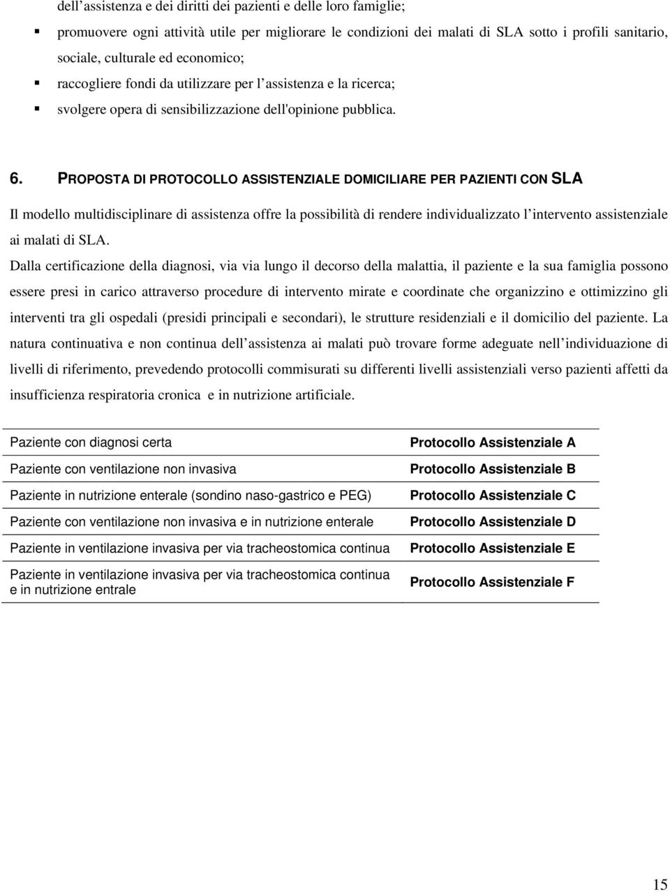 PROPOSTA DI PROTOCOLLO ASSISTENZIALE DOMICILIARE PER PAZIENTI CON SLA Il modello multidisciplinare di assistenza offre la possibilità di rendere individualizzato l intervento assistenziale ai malati