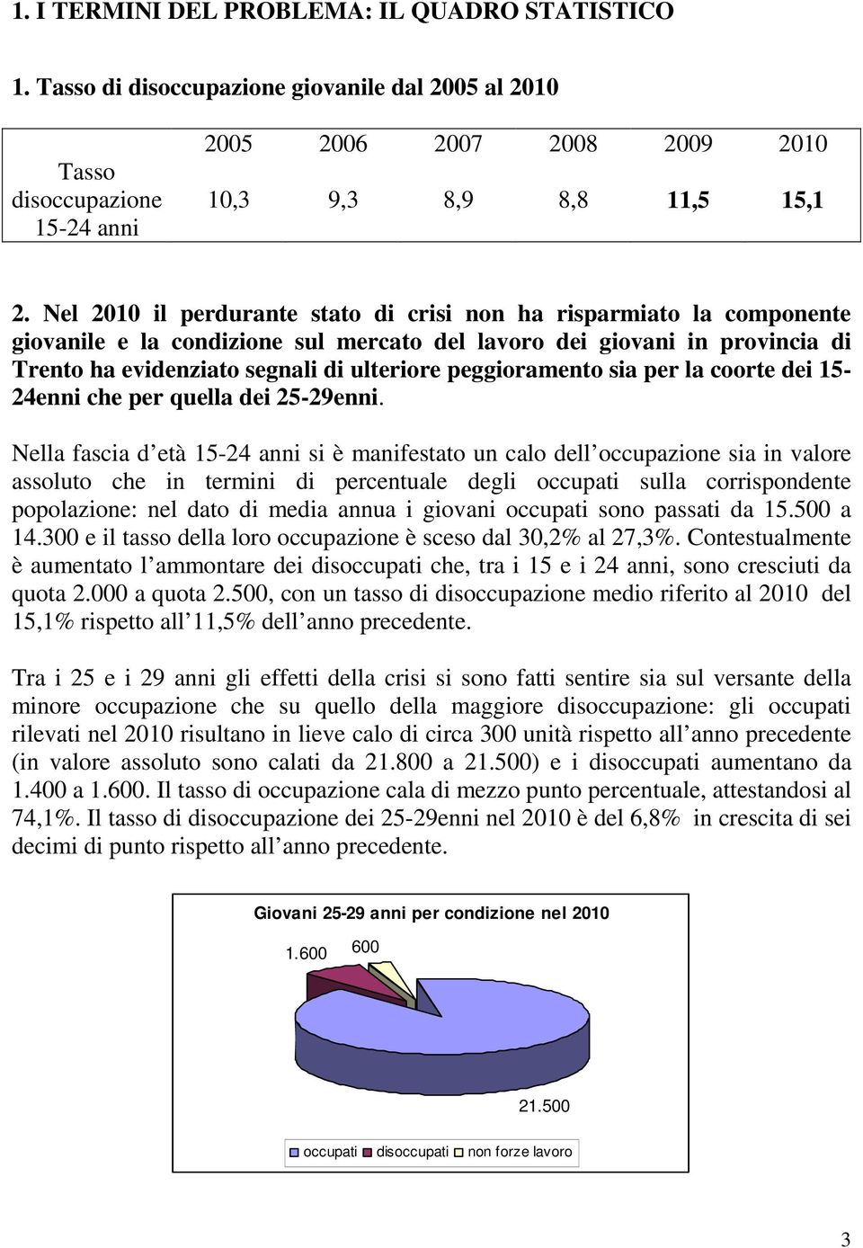 peggioramento sia per la coorte dei 15-24enni che per quella dei 25-29enni.