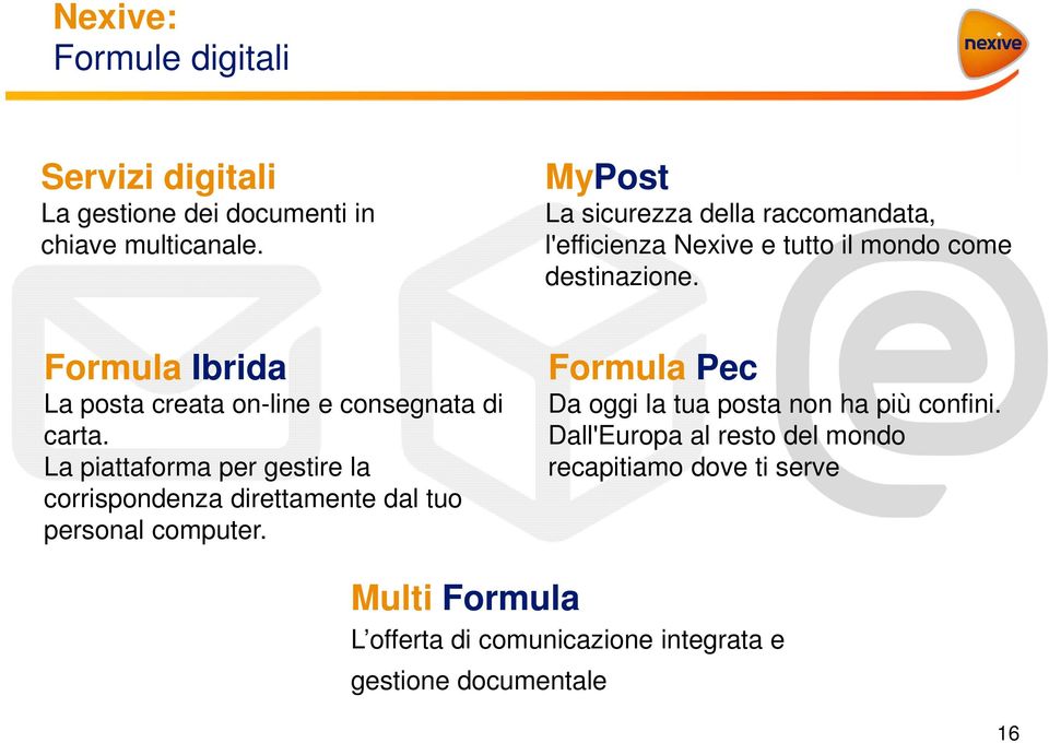 Formula Ibrida La posta creata on-line e consegnata di carta.